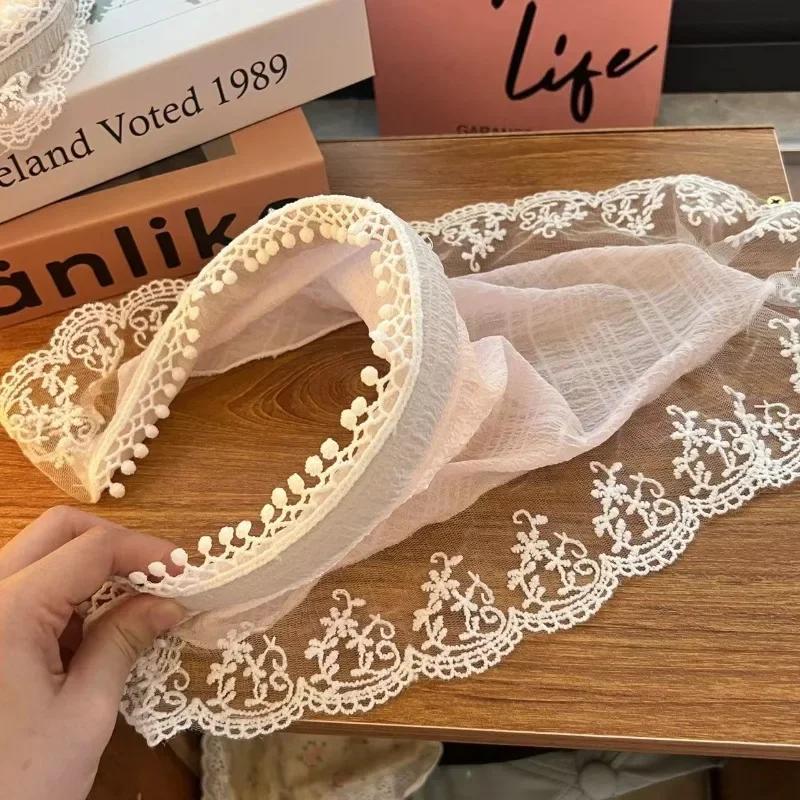 

Fashion Retro Flower Lace Triangle Scarf Hair Band White Bandana Turban Headband for Women Girl Headwarp Hair Accessories розовый кружевной