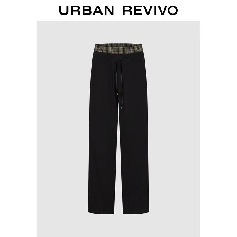 UR Men s Casual Plaid Drawstring Wide-Leg Pants 30