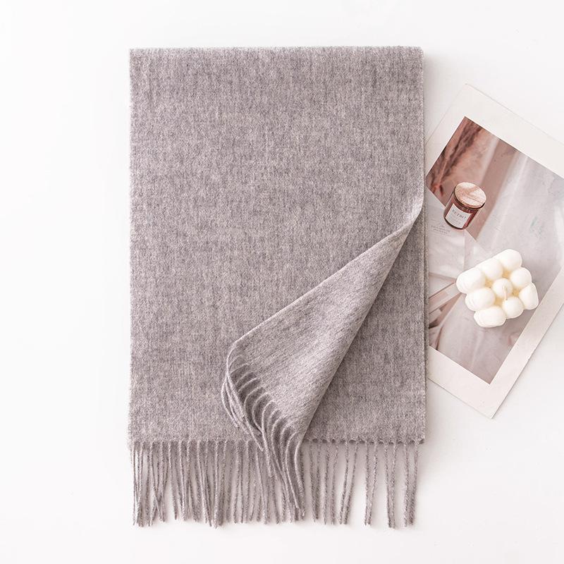 Autumn and Winter New Solid Color Scarf for Women Versatile Neck Scarf Thickened Warm Shawl Simple Tassel