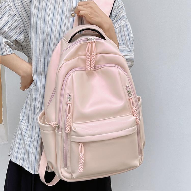 Soft PU Leather Backpack Spacious for College Essential Fashion Solid Color Laptop Daypack for Student and Commuters