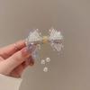 Durable Zinc alloy Women Hair Clip Ultra-fresh Sweet Style Rhinestone Hair Clip with Tassel Design Pearl Spring Clip Women