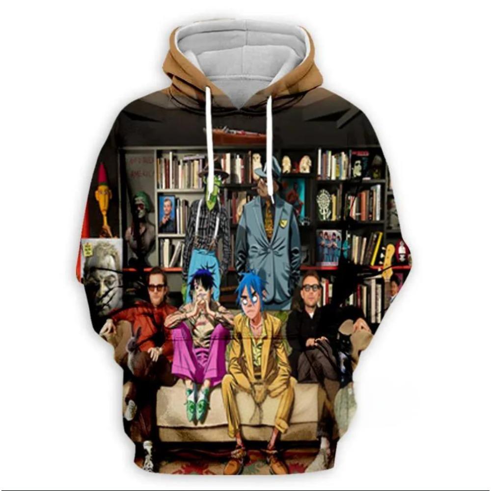 Bluza z kapturem zespołu Gorillaz z nadrukiem 3D dla dzieci, casualowa, oversize, Y2k, Harajuku, top z kapturem, bluza z kapturem dla chłopców