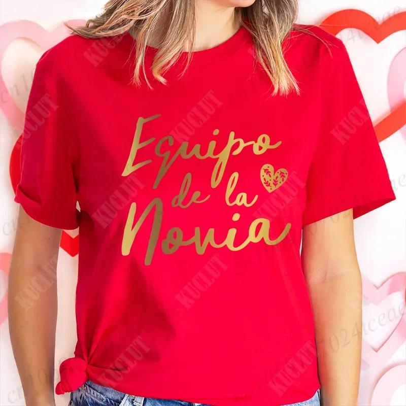 Team Bride Bridesmaid T-Shirt Spanish Girls Bachelorette Hen Party for Women Blouses Single Farewell Tops Bridal Wedding Tees