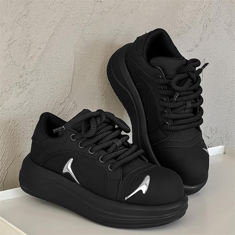 

Парные белые кроссовки 2025 Весна Новые На шнуровке Удобные женские балетки Леопардовая платформа Нескользящая мужская повседневная обувь 44 чёрный