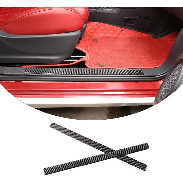 Compatible with Fiat 500 2010-2024 Abarth 595 2014-2024 Soft Carbon Fiber 3D Sticker Car Internal Door Sill Trim Strip Stickers Interior Car Black Carbon Fiber