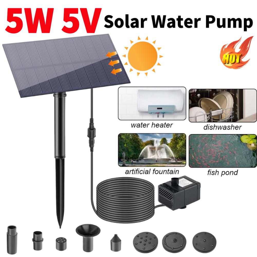 Pompa panelowa do fontanny 5W 5V Dekoracja ogrodowa z palikiem Panel słoneczny Pompa wodna System nawadniania Zestawy energooszczędne do akwarium
