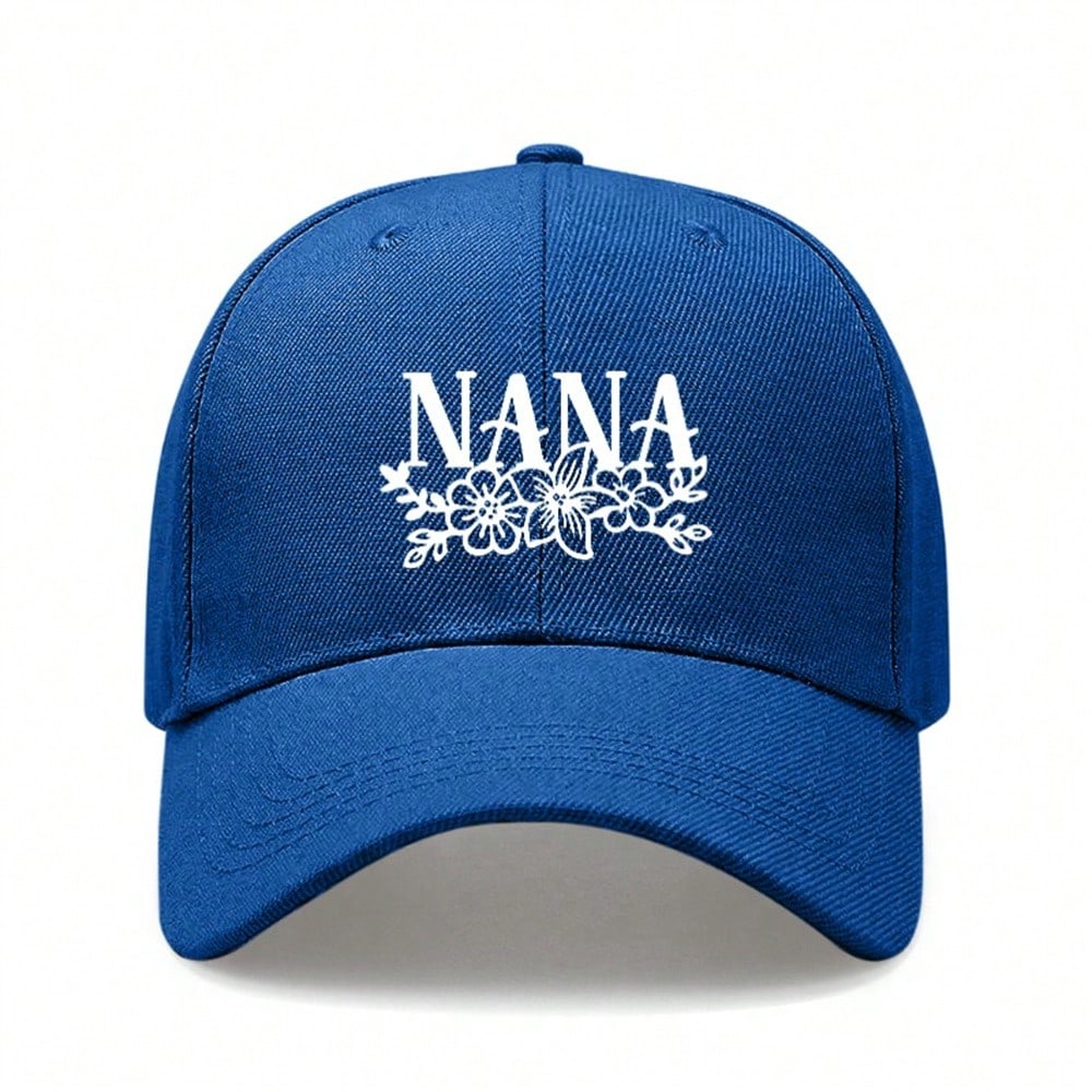 Black Baseball Cap - Letter "NANA" Print Polyester Adjustable Breathable Curved Brim Sun Protection Casual Outdoor Sports For Grandma Gift
