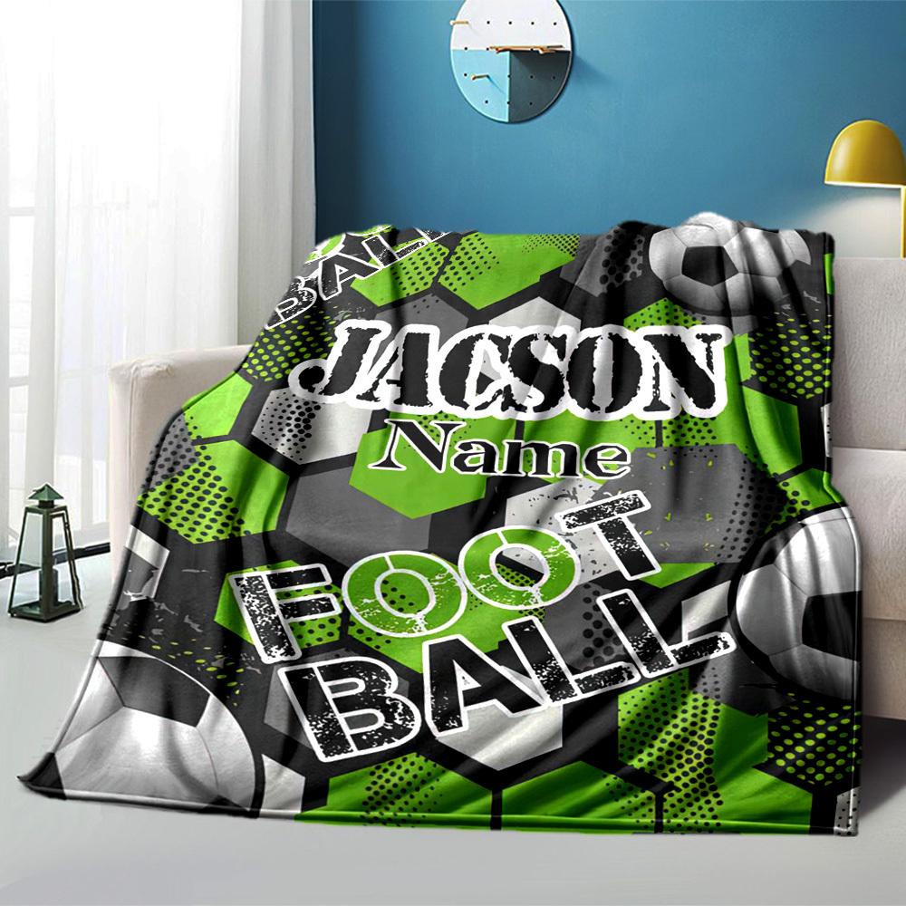 240Gm2 Football Style Customize Your Name Outdoor Blanket Suitable For All Seasons Comfortable And Warm Soft Blanket Suitable For Travel Gifts For