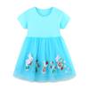 Summer New Girls Short Sleeve Dress Embroidered Rabbit Girls Princess Dress Party Mesh Children's Dress