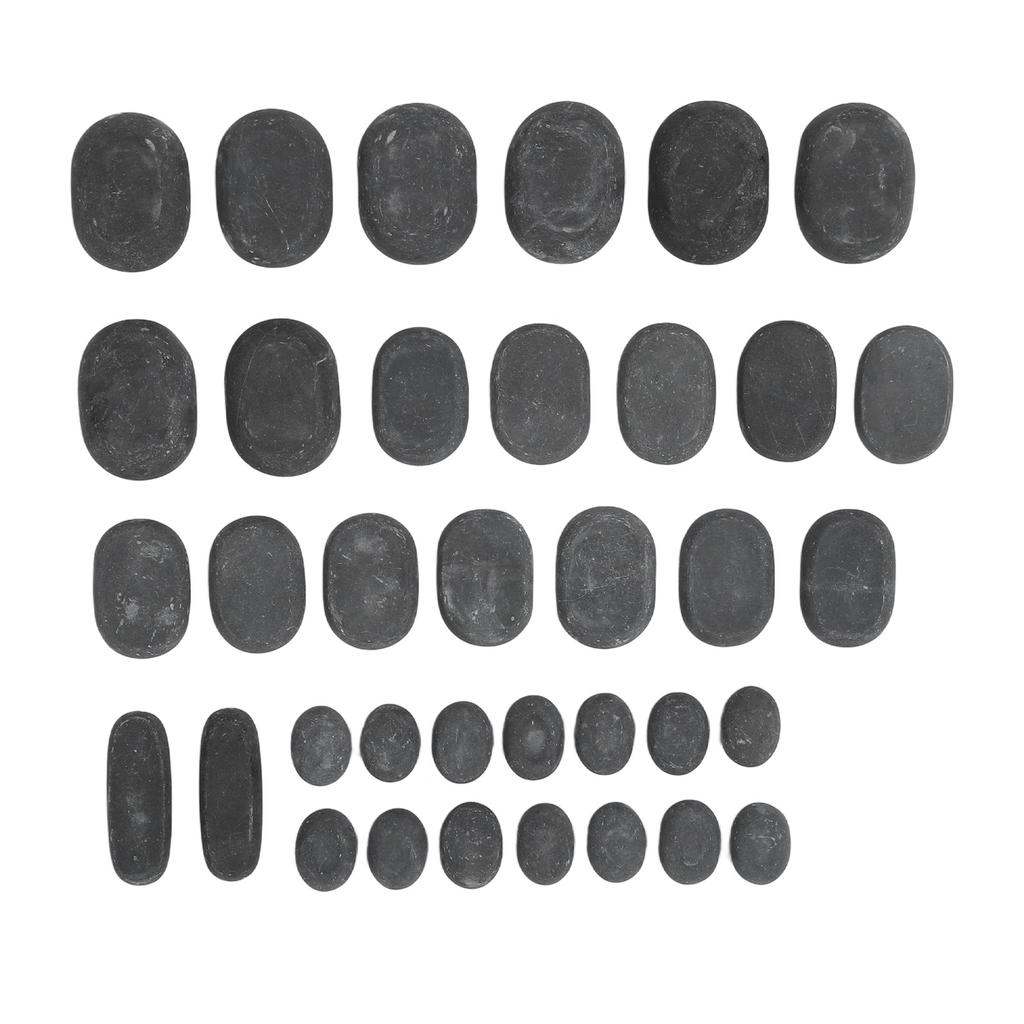 36PCS Basalt Hot Stones Set 4 Sizes Round Shape Body Relaxation Basalt Hot Massage Rocks for SPA