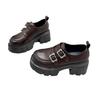 Soft Leather Version~ 2025 Autumn New Small Man Height Increase 7CM Small Leather Shoes Retro Belt Buckle Velcro Loafers Women