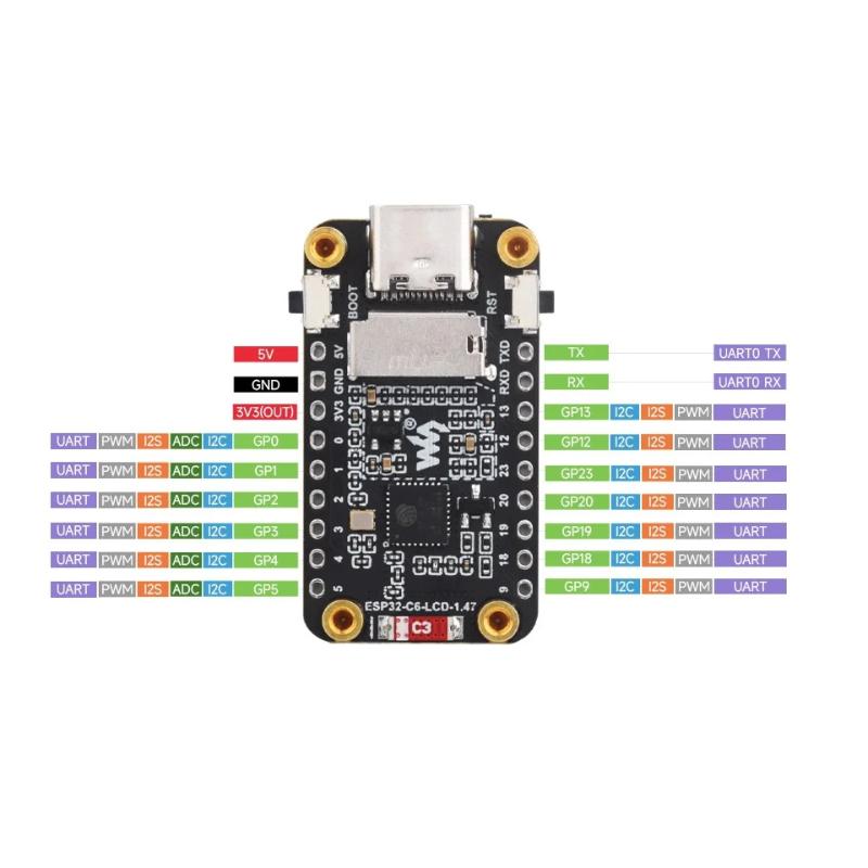 Waveshare ESP32-C6 1.47inch Touch LCD TouchScreen Display Development Board IPS Supports WiFi 6 & Bluetooth ESP32 C6 1.47 inch