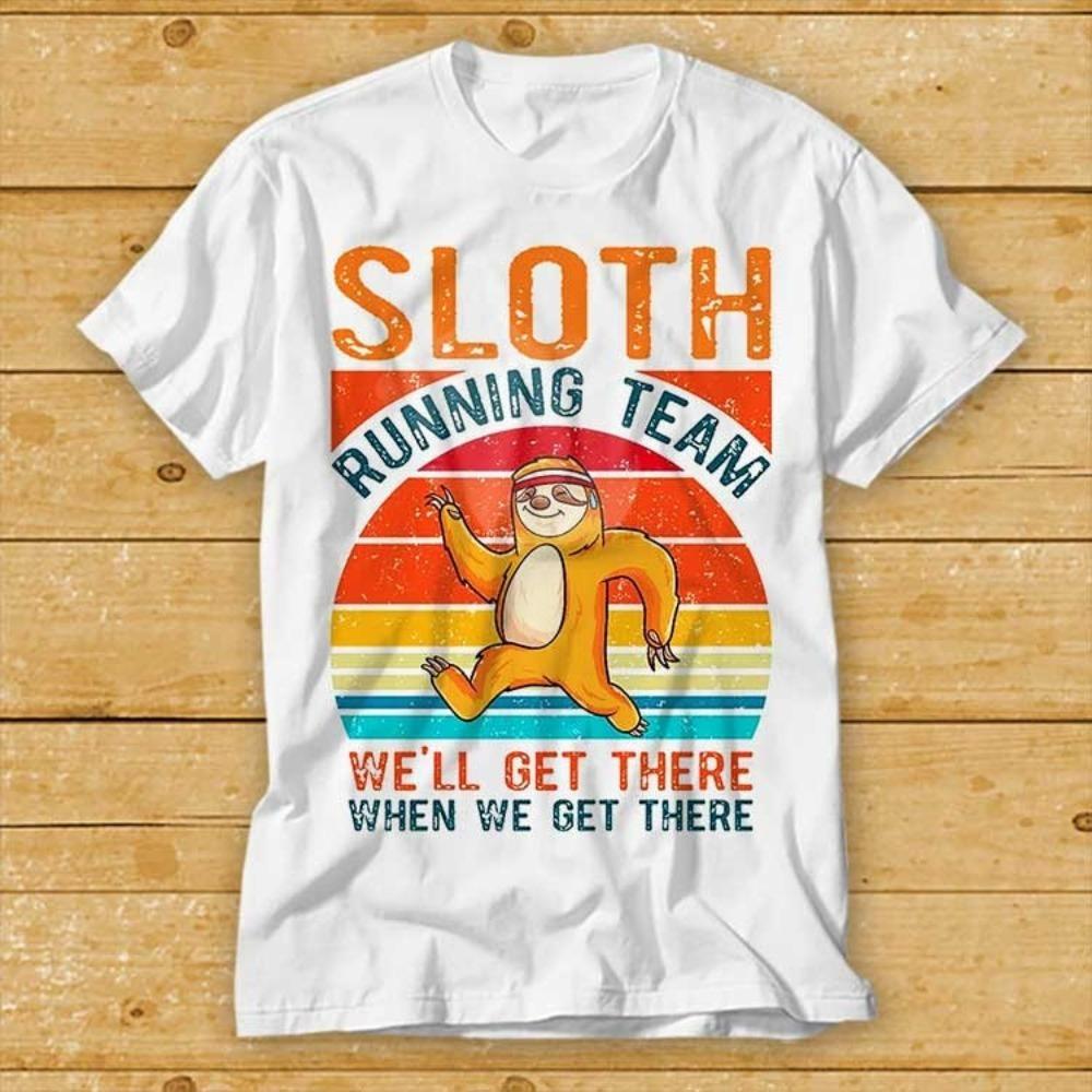 Sloth Running Team Sport GYM Activity Funny Parody Pet Lovers Tshirt Cool Gift Top Tee Fashion Style Design M