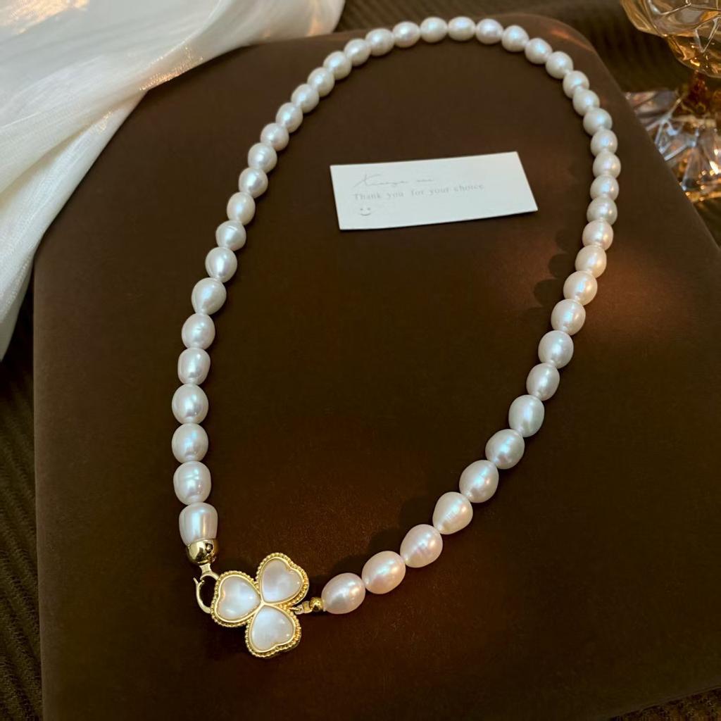 New Style Trendy Lucky Flower Natural Freshwater Pearl 14K Gold Filled Ladies Choker Necklace Christmas Gifts No Fade