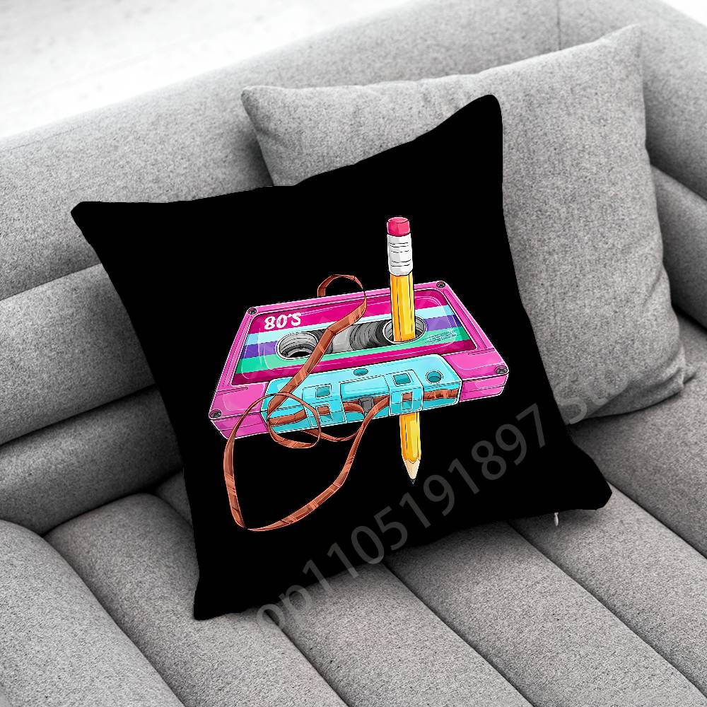 Retro VHS Video Tape Cassette Throw Pillow Case For 50x50cm 40x40cm 55x55cm 45x45cm 30x30cm Square Bedroom Pillowcase Cover