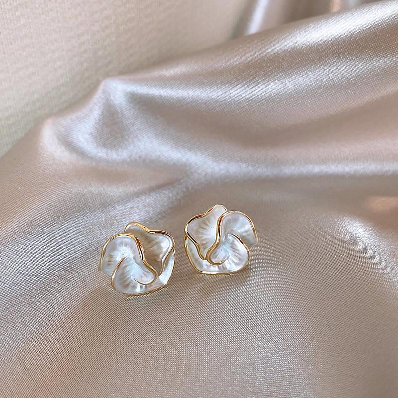 S925 Silver Needle Camellia Light Luxury Trendy Cold Style Earrings for Women