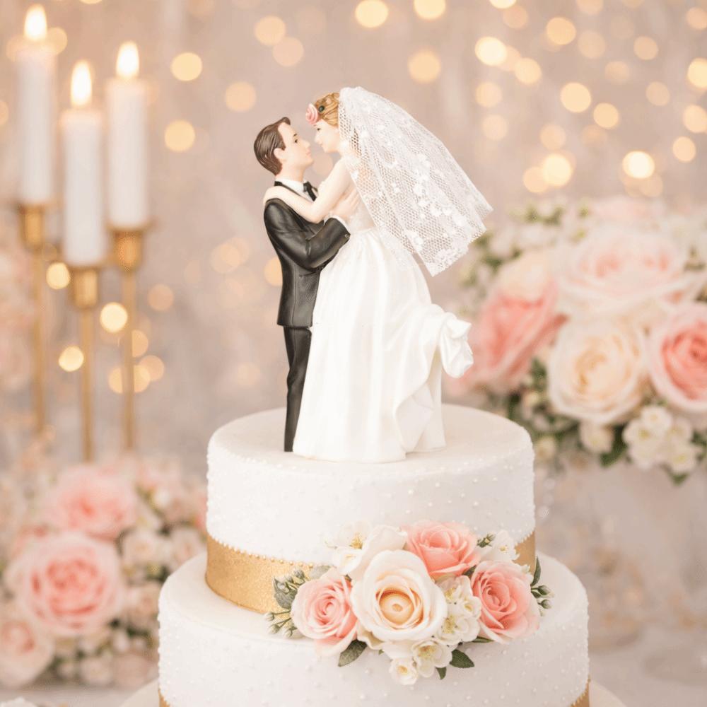 Elegant Design Couple Wedding Cake Topper Resin Romantic Style Cake Decorating Safe Decoration Creative Bride Groom Figurine