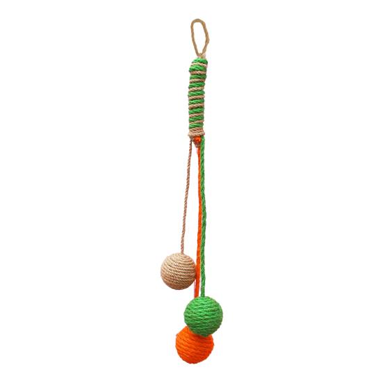 Sisal Ball Cat Toy Hanging Sisal Rope Rattle Ball Cat Scratcher Interactive Chew Toy Kitten Teething Toy for Cats Cage Entertainment зелёный