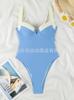 Swimsuit New Women's Contrasting Color Splicing Sexy Fresh Collar One-piece Bikini One-piece High-waisted Swimsuit Conservative