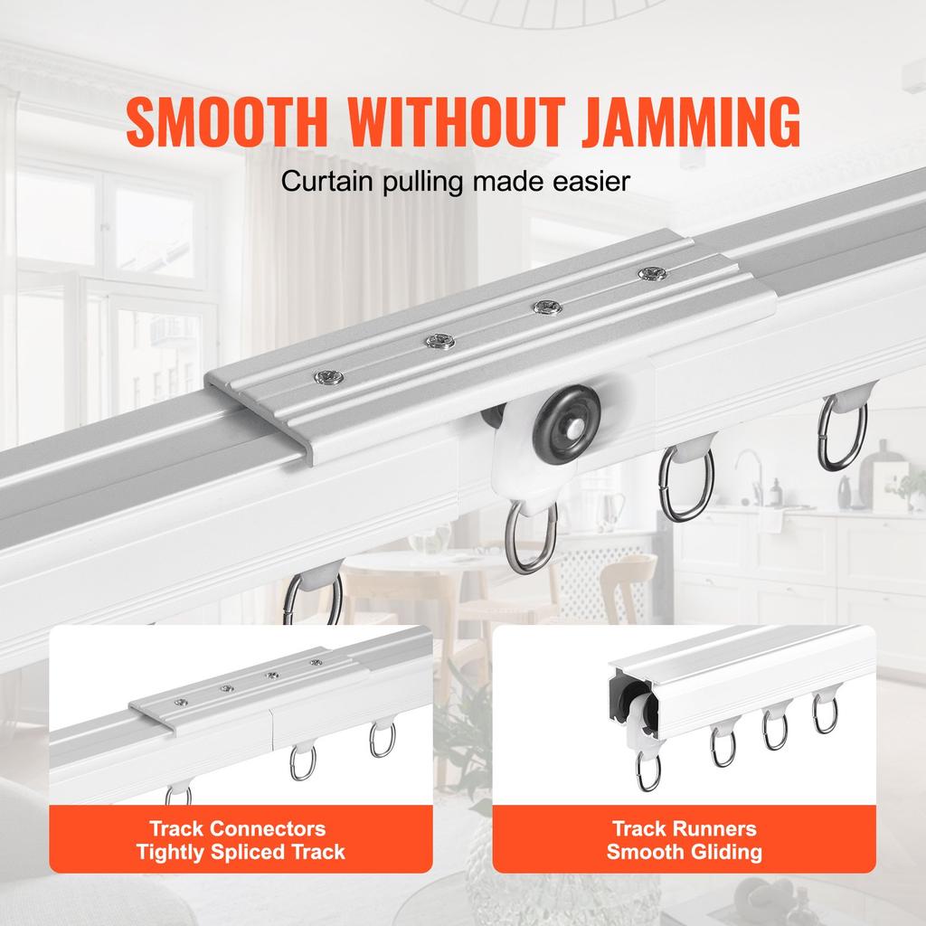 VEVOR Ceiling Curtain Track Set, 5.9 FT/1.8 Meter, Sliding Ceiling Track System for Curtains
