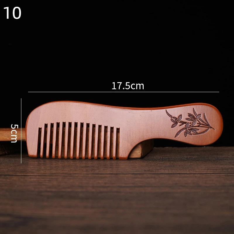 Anti-Static Handcrafted Natural Peach Wood Hair Comb Head Massage Wooden Comb Hair Care Diy Styling Tool