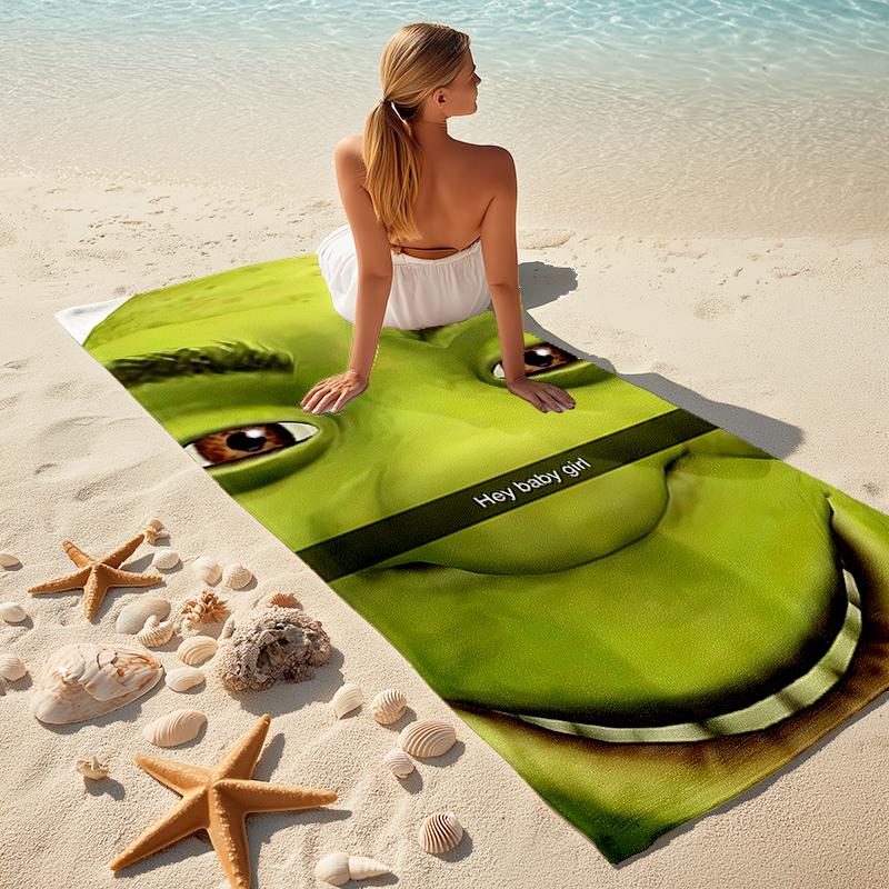 1pc Shrek4 Beach Towel, Comfortable and Thick, and Swimming/Bath/Picnic/Camping Towel, Suitable for Seaside Beaches