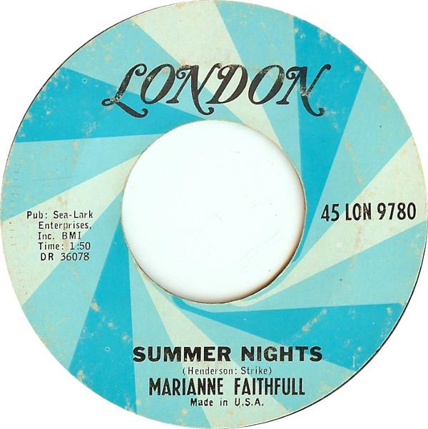 

7inch Record MARIANNE FAITHFULL Summer Nights The Sha La La Song 45LON9780 London Records 1965 US Rock Used