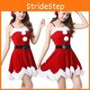 Red Velvet Women Christmas Costume With Soft Touch Santa Claus Dress And Hat