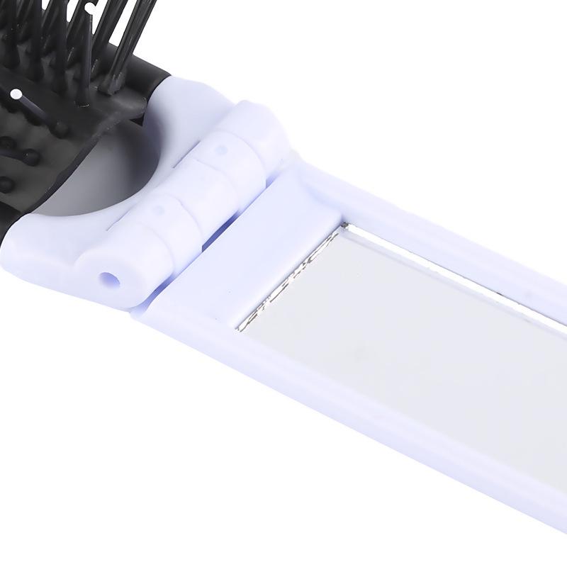 Portable Folding Mirror & Massage Comb for Girls - Travel-Friendly Hair & Makeup Accessory