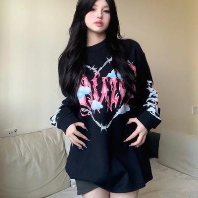 2KWEIRD Harajuku Gotický Dámsky Pánsky T-shirt Punk Párové Tričká Potlač Srdca Streetwear Hip Hop Štýl Voľné Tričko Grunge Grafika