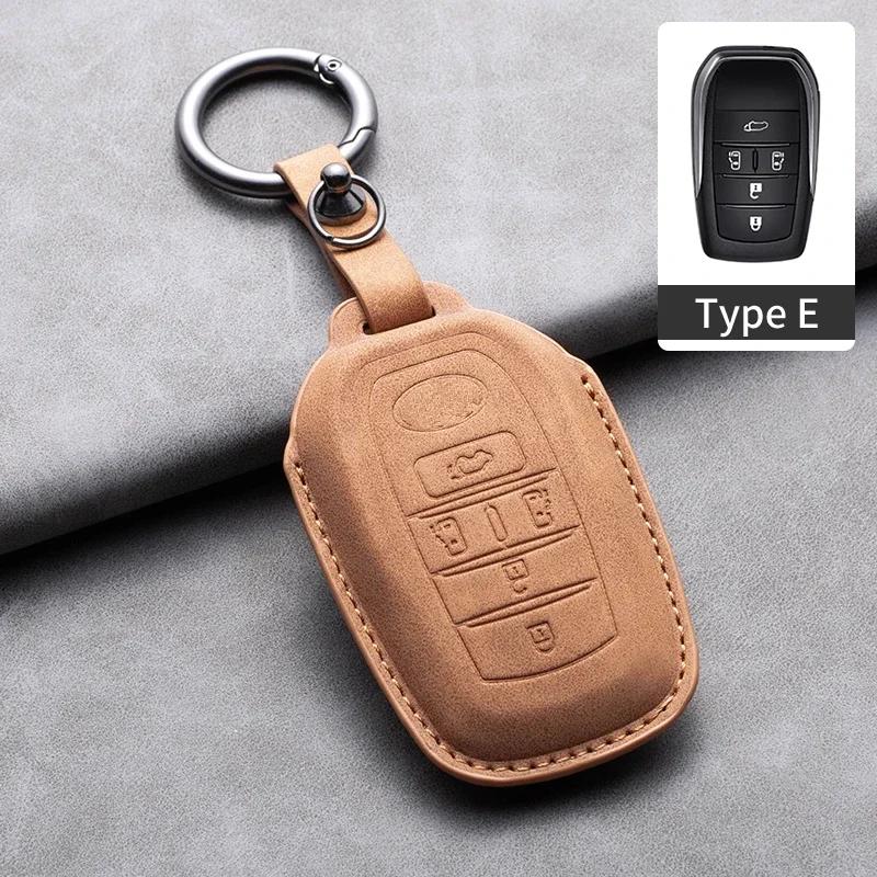 5 Buttons Car Remote Key Case Cover for Toyota Alphard Vellfire Sienna Alphard Previa RAV4 Leather Car Key Fob Protector Bag
