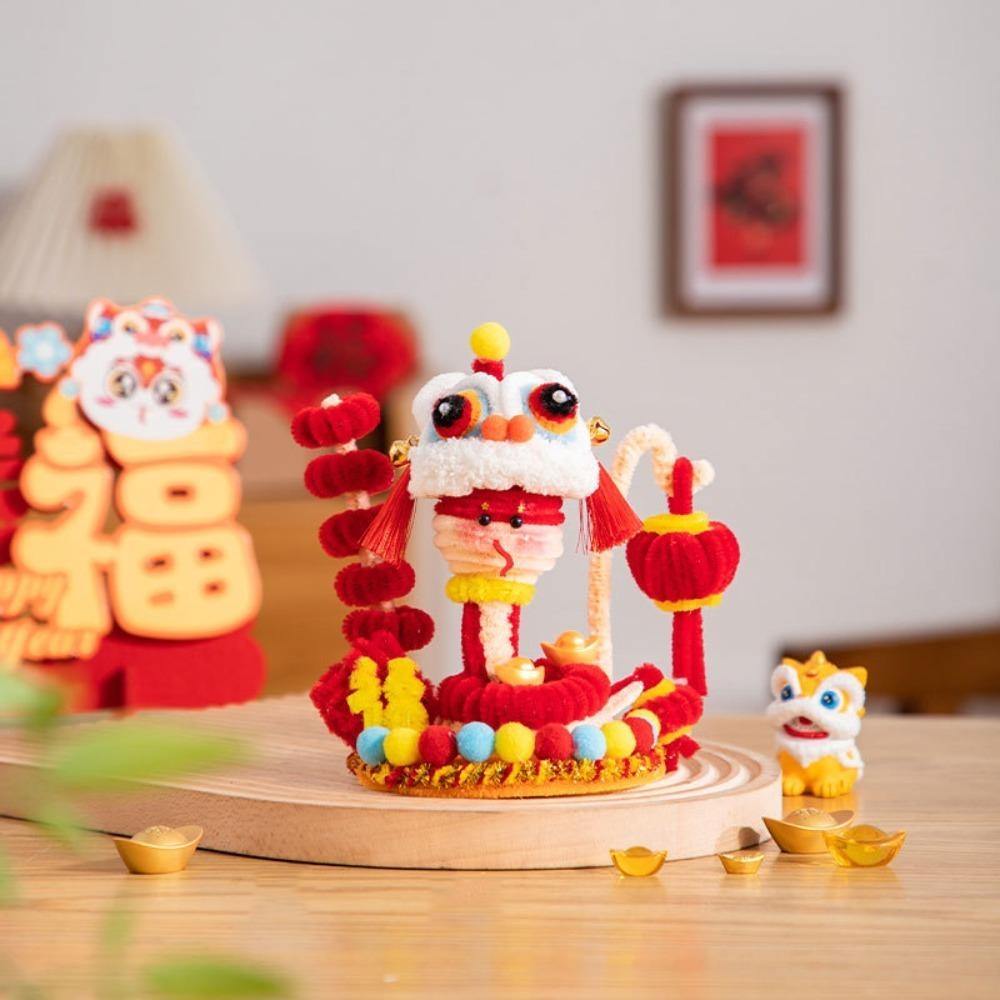 Iron Wire Strip Stick Handmade Plush New Year Craft Twist Wire Lantern Pendant  Lunar New Year