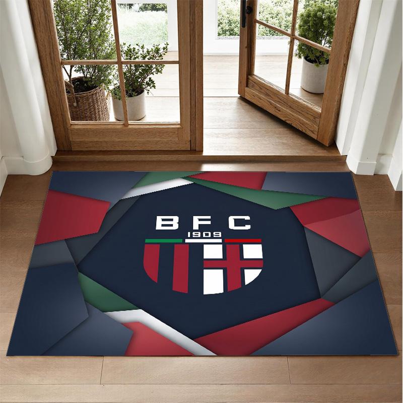 Bologna FC Design Crystal Velvet Rug Soft Decorative Mat for Bedroom Entrance