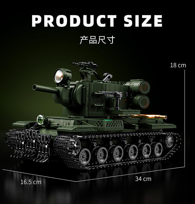 2235pcs KV-2 Heavy Tank Model Building Blocks Toy Military MOC Army German Rotatable Tanks DIY Bricks Toy for Children Boys