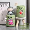 15L Crayon Shin chan 2025 Snacks DIY Trash Can with Lid Cute Deodorant Bedside Matcha Color Household Merchandises Waste Bins