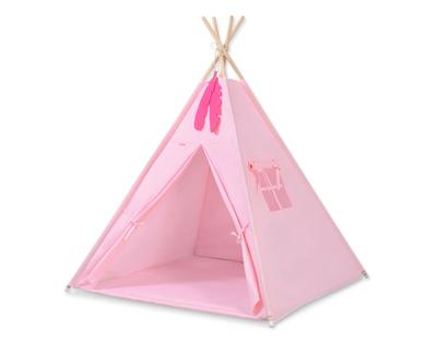 Tipi Tent for Children + Mat + Pillows + Feather Pendants - Pink