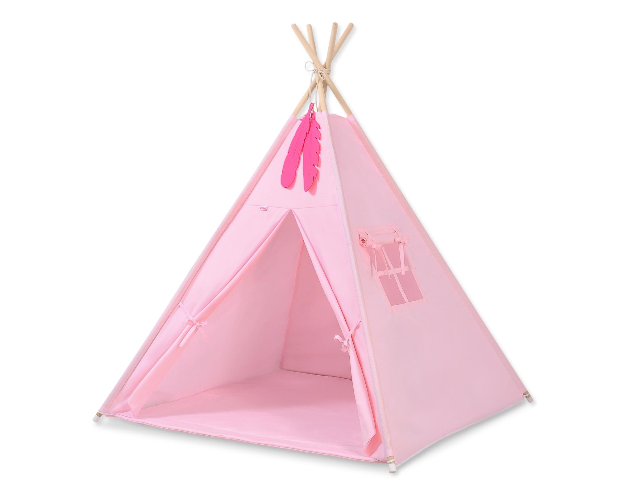 Super Merchant Tipi Tent Voor Kinderen + Mat + Kussens + Veerpendanten - Roze