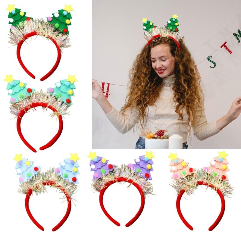 Saisonaler Spaß mit grünem Stoff Weihnachtsbaum Stirnband Einfach zu tragendes Stirnband Ornament für Kinder und Erwachsene Partykostüme