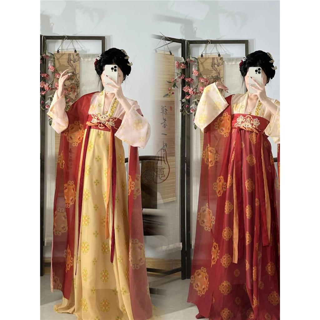 Stellen Sie den chinesischen Hanfu-Stil der Tang-Dynastie für Frauen wieder her, einteiliger Rock in Brustlänge, Alltagsanzug