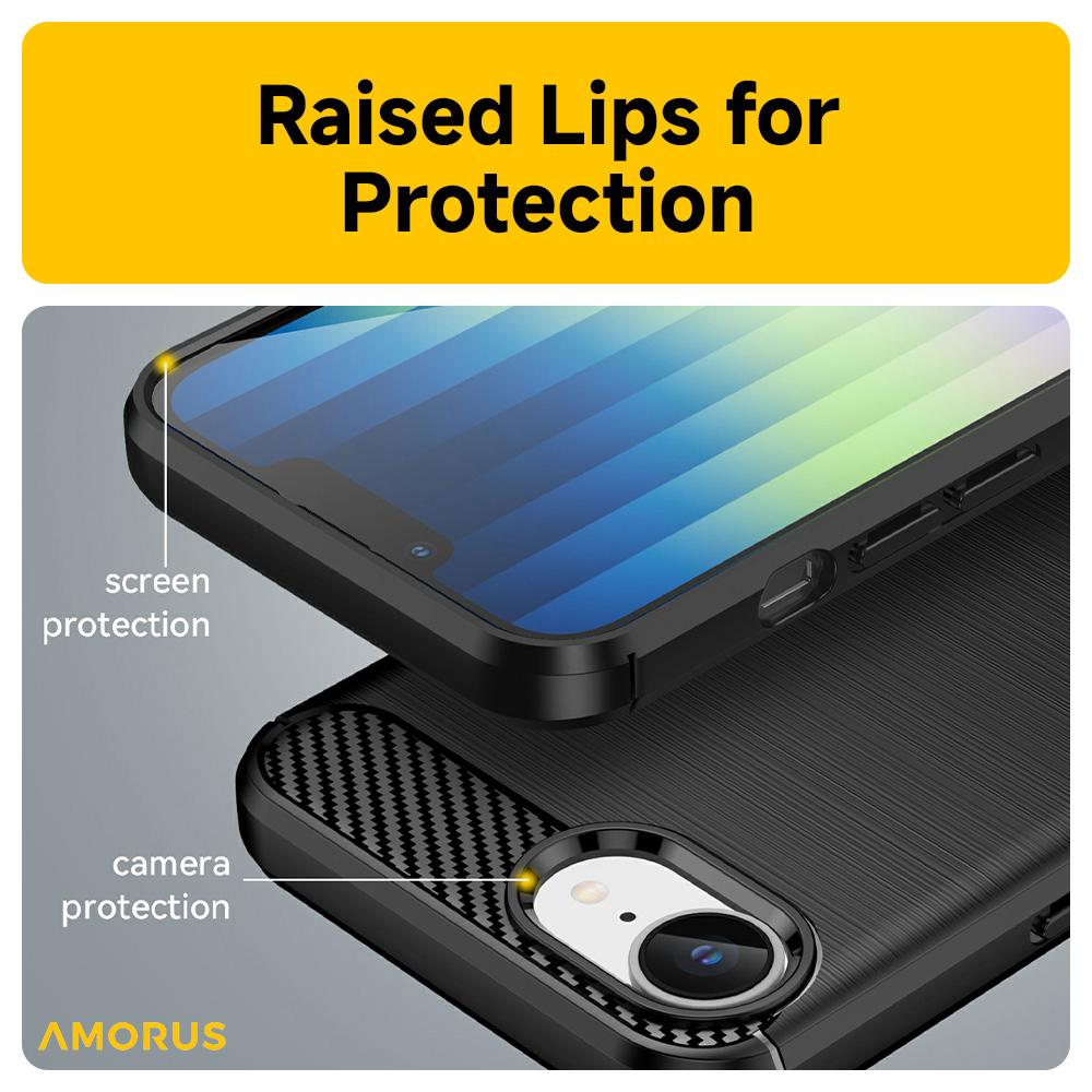 For iPhone 16e Case Carbon Fiber Texture Brushed Protective Phone Cover