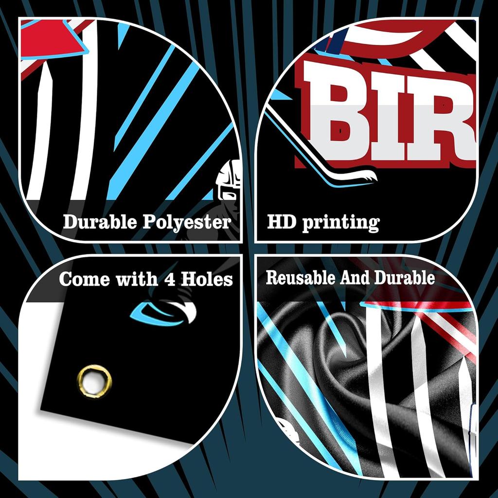 Ice Hockey Happy Birthday Backdrop Banner Ice Hockey Rink Game Sports Theme Background Decor for Player Adult Kids Boys Girls Birthday Party Favors
