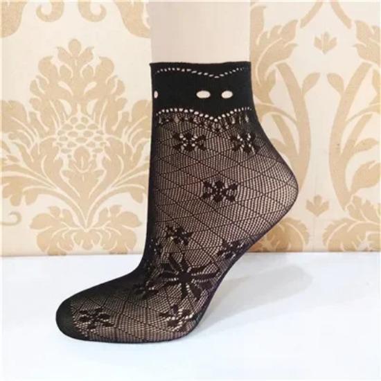 Elegant Women Lovely Girls Summer Fashion Sexy Lady Soft Black Lace Ruffle Fishnet Mesh Short Ankle Socks Ultrathin