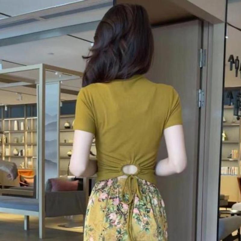 Fashion Suit Skirt, Summer Stylish and Versatile, Fitted Short Top, Slimming Fish Tail Midi Skirt Two-piece Set