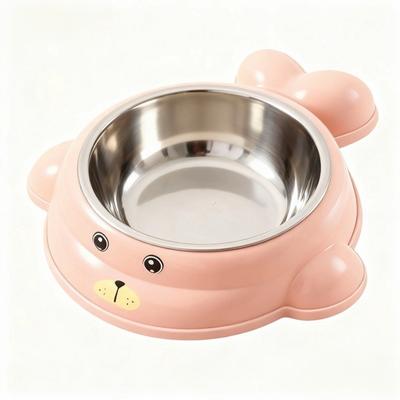Mignon Antidérapant Acier Inoxydable Bol Chat Anti-étouffement Durable Bol Nourriture Chien Anti-basculement Dessin Animé Anti-renversement Mangeoire Animaux pour Chats et Chiens
