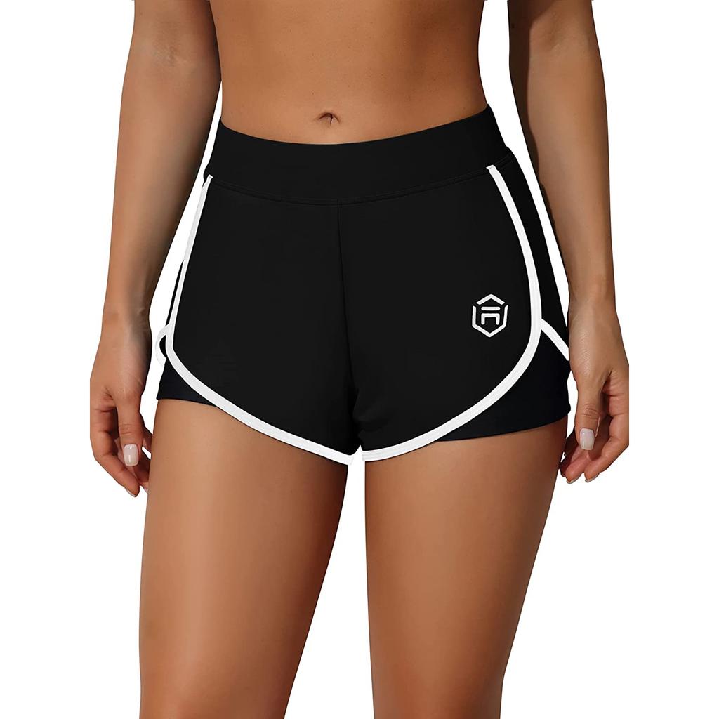 CHARMLEAKS Women High Waist Swim Shorts Workout Fitness Tankini Bottom Swimming Bottom Board Short Beach Wear