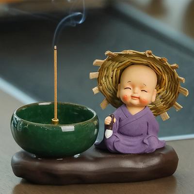 Incense Burner Handmade Crafts Buddhist Monk Chinese Style Censer Home Decorations