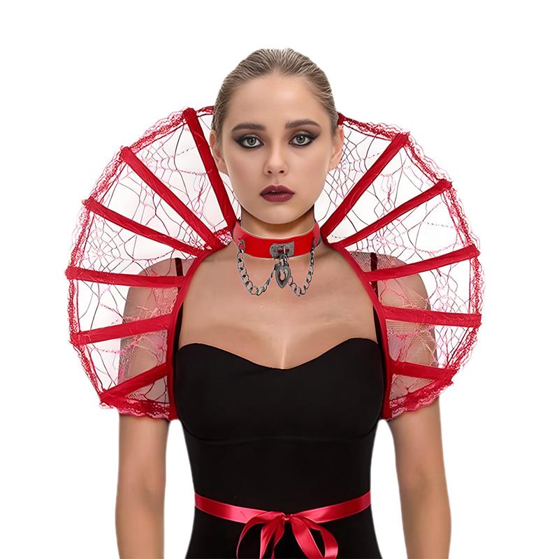 

Medieval Women Gothic Stand Collar Vampire Lace Cape Halloween Witch Cosplay Accessories Party Masquerade Dress Up Props New One Size
