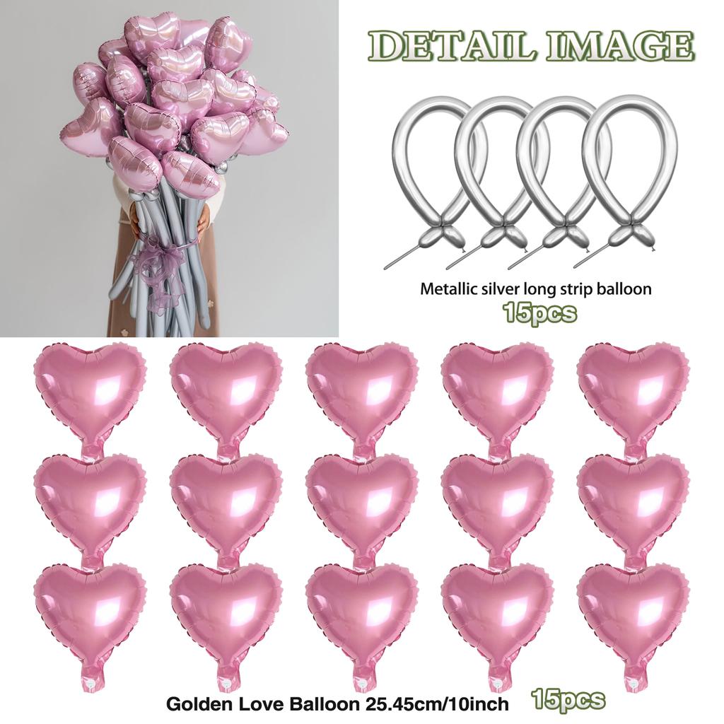 Love Balloon Bouquet Set, Red and Green Latex DIY Long Balloons for Confession Decoration At Birthday Parties