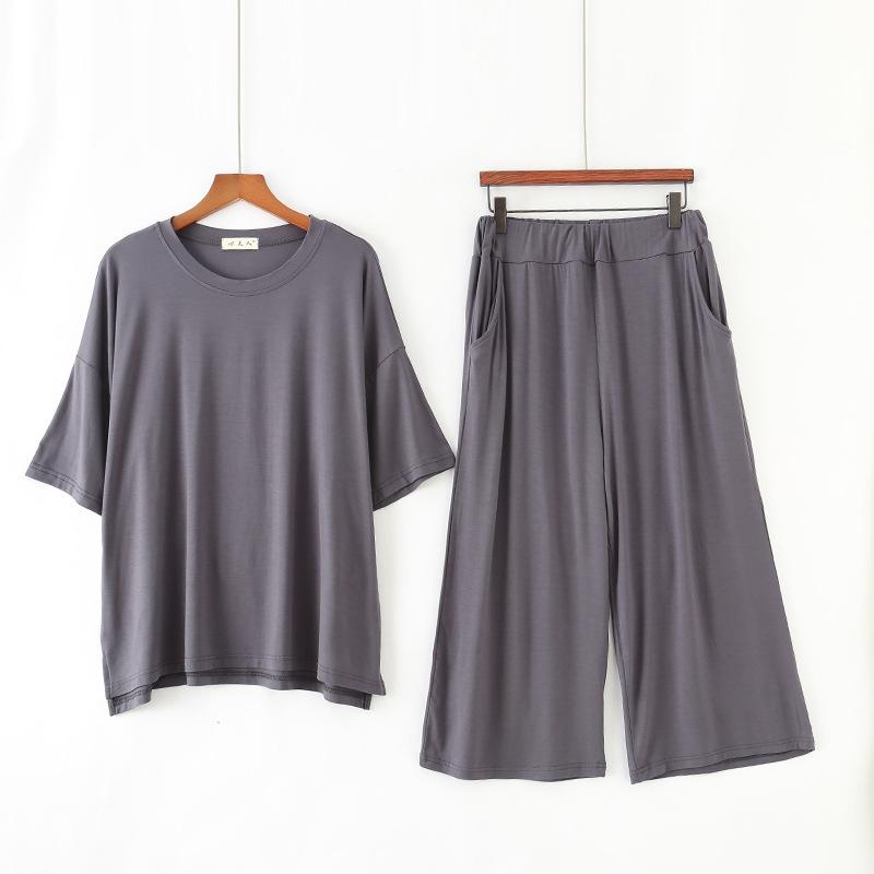 

Женский летний комплект брюк с короткими рукавами, одежда для сна, домашняя одежда, весенние свободные широкие брюки XL