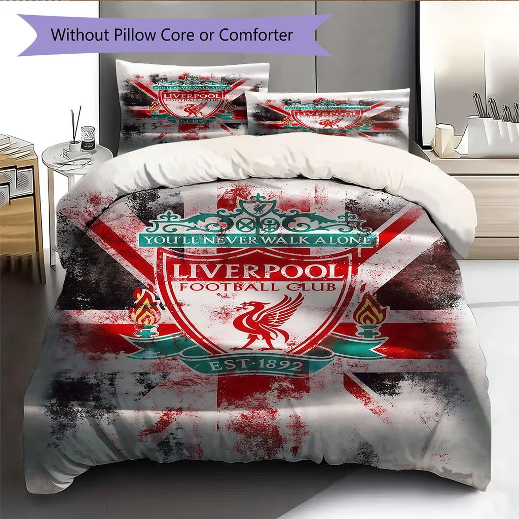 Biancheria da letto con motivo Liverpool Decorazione per la casa Regalo di compleanno ( 1 copripiumino + 2 federe, senza imbottitura),merchandising per fan.